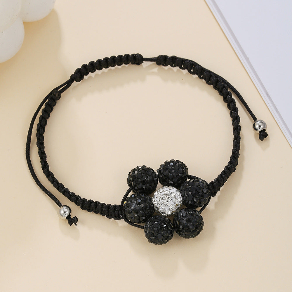 Simple Style Flowers Bracelet For Women Featuring Soft Clay Material And Weave Craft With Stretch Adjustable Closure