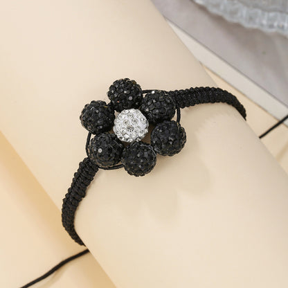 Simple Style Flowers Bracelet For Women Featuring Soft Clay Material And Weave Craft With Stretch Adjustable Closure