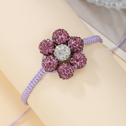 Simple Style Flowers Bracelet For Women Featuring Soft Clay Material And Weave Craft With Stretch Adjustable Closure