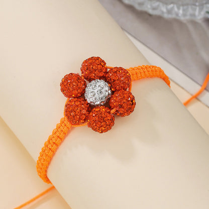 Simple Style Flowers Bracelet For Women Featuring Soft Clay Material And Weave Craft With Stretch Adjustable Closure
