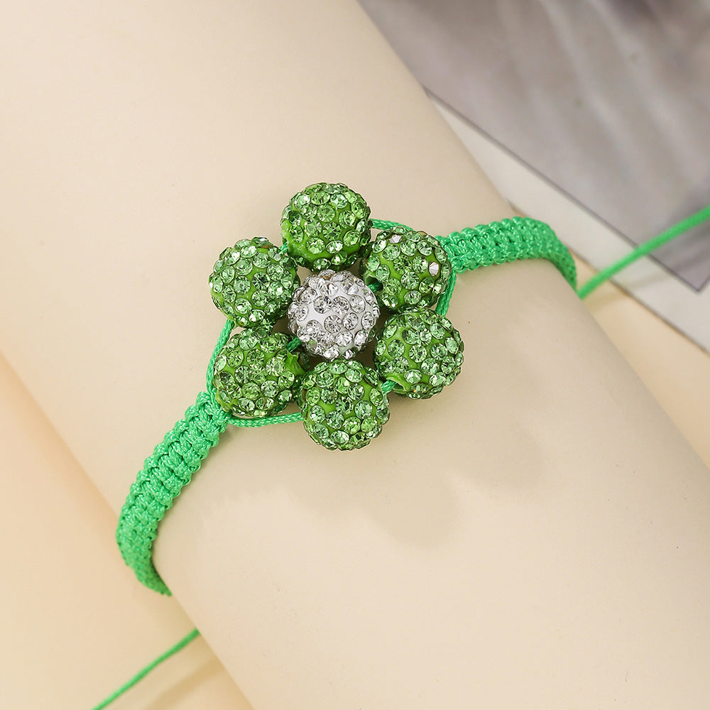 Simple Style Flowers Bracelet For Women Featuring Soft Clay Material And Weave Craft With Stretch Adjustable Closure