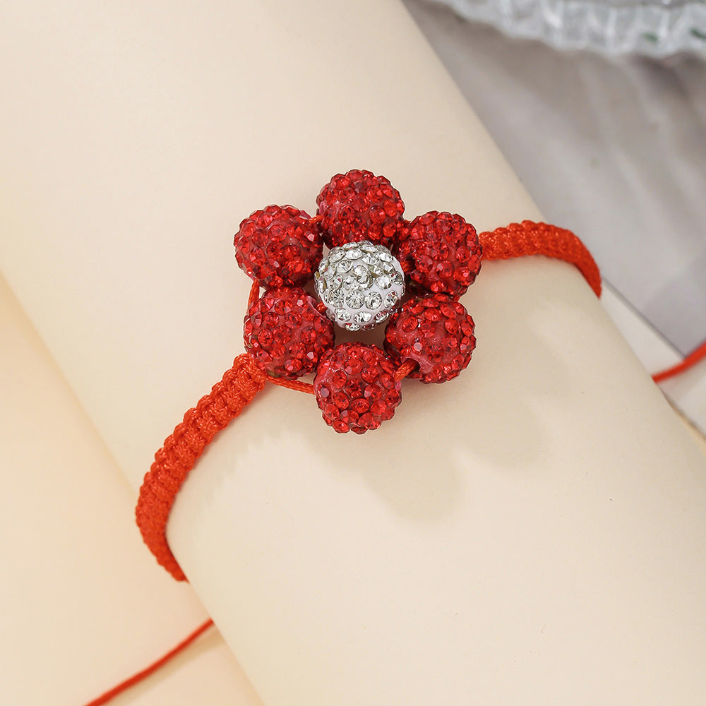 Simple Style Flowers Bracelet For Women Featuring Soft Clay Material And Weave Craft With Stretch Adjustable Closure