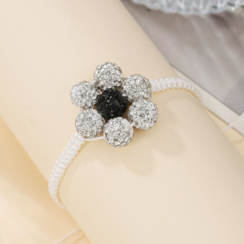 Simple Style Flowers Bracelet For Women Featuring Soft Clay Material And Weave Craft With Stretch Adjustable Closure