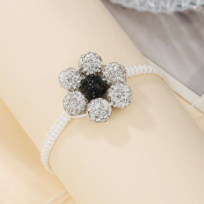 Simple Style Flowers Bracelet For Women Featuring Soft Clay Material And Weave Craft With Stretch Adjustable Closure