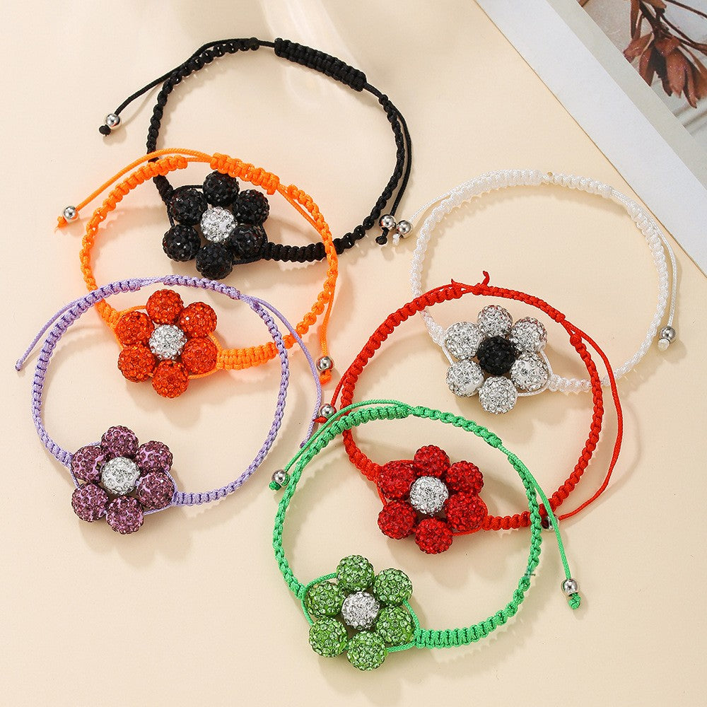 Simple Style Flowers Bracelet For Women Featuring Soft Clay Material And Weave Craft With Stretch Adjustable Closure