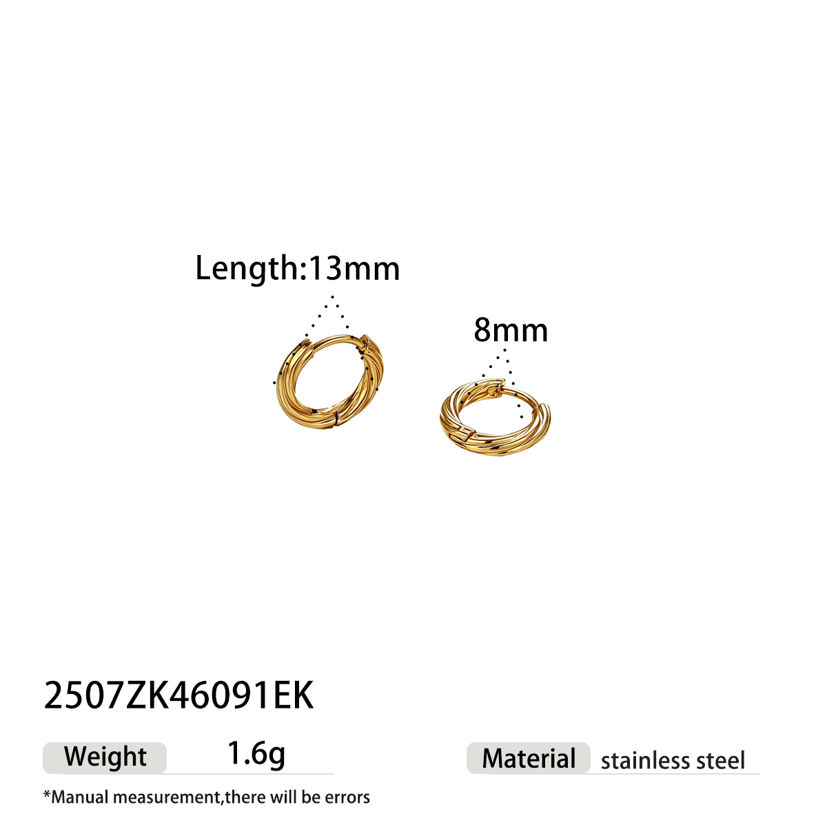 Geometric Earrings For Women Featuring Electroplated 304 Stainless Steel With 18K Real Gold Plated PVD Coating