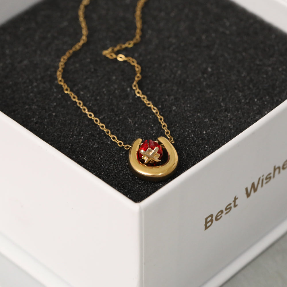 Marine Style Horseshoe Choker For Women In 304 Stainless Steel With 18K Real Gold Plated And Zircon Inlay On Cable Chain