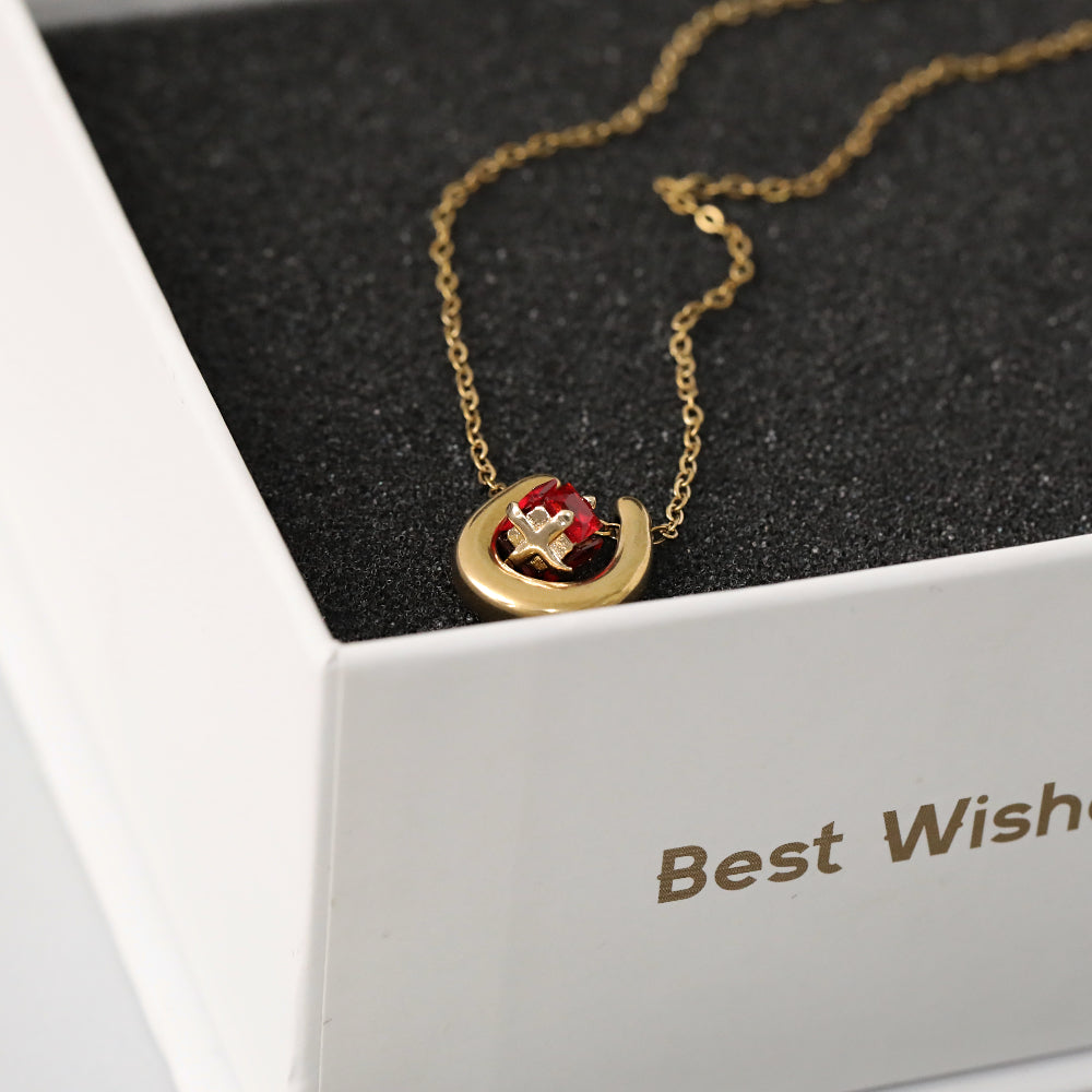 Marine Style Horseshoe Choker For Women In 304 Stainless Steel With 18K Real Gold Plated And Zircon Inlay On Cable Chain