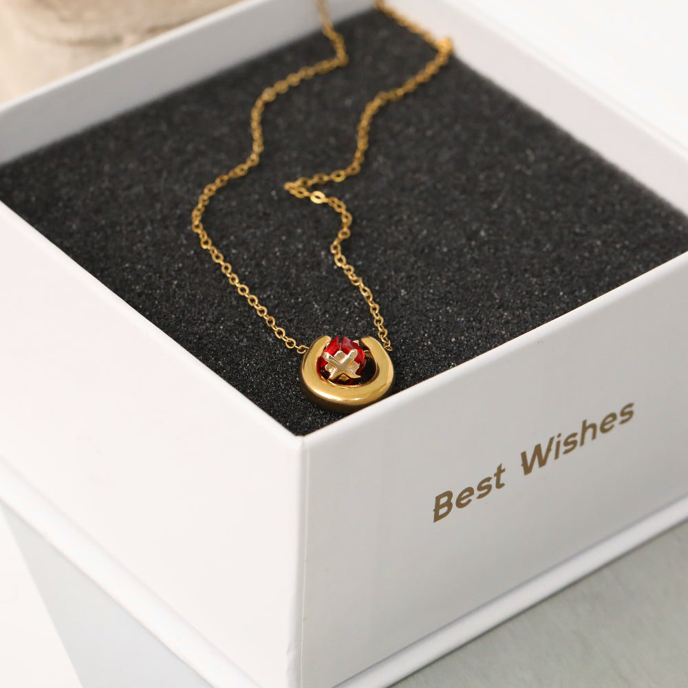 Marine Style Horseshoe Choker For Women In 304 Stainless Steel With 18K Real Gold Plated And Zircon Inlay On Cable Chain