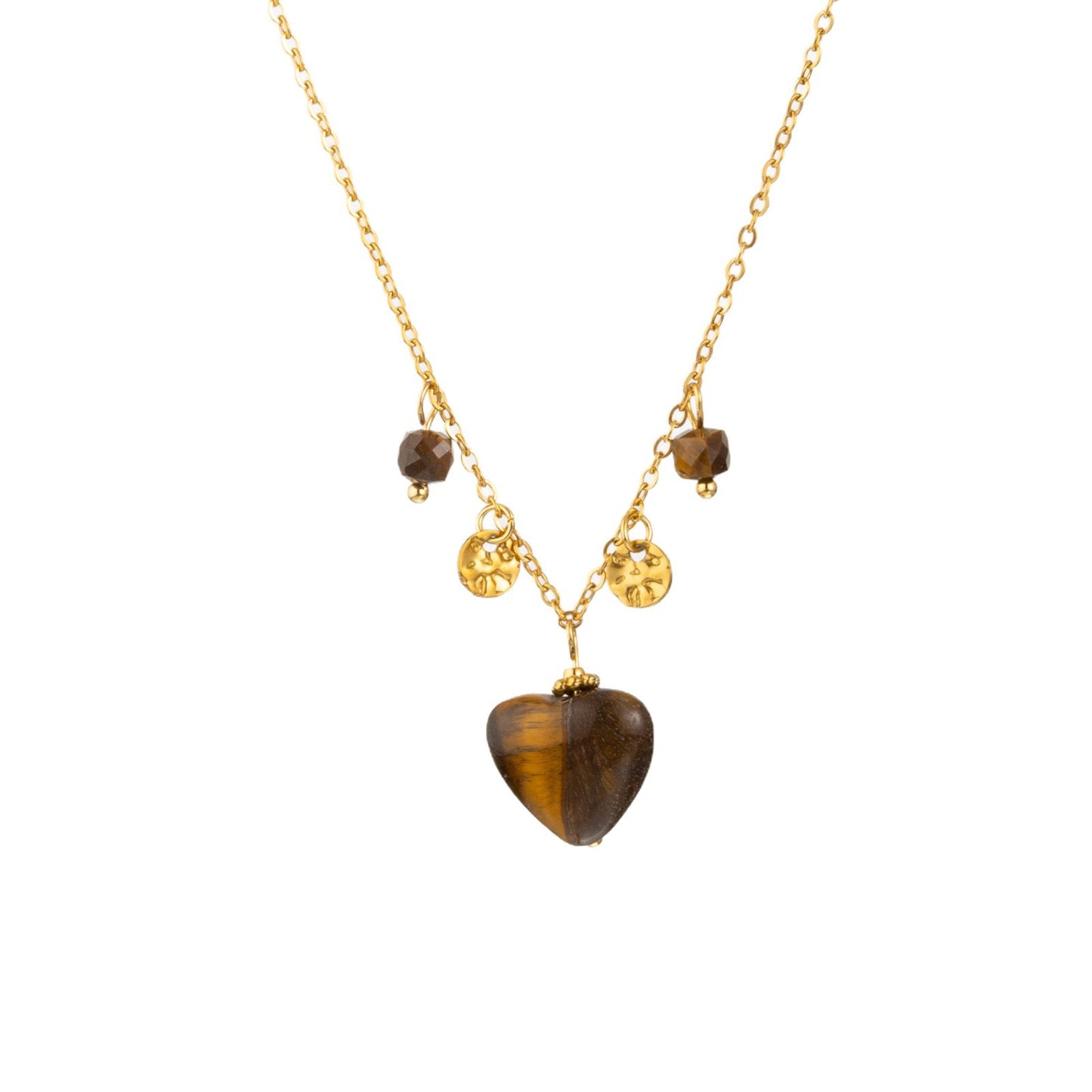 Heart Shape Necklace For Adults Featuring 304 Stainless Steel With 18K Real Gold Plated Beaded Chain And Beading Craft