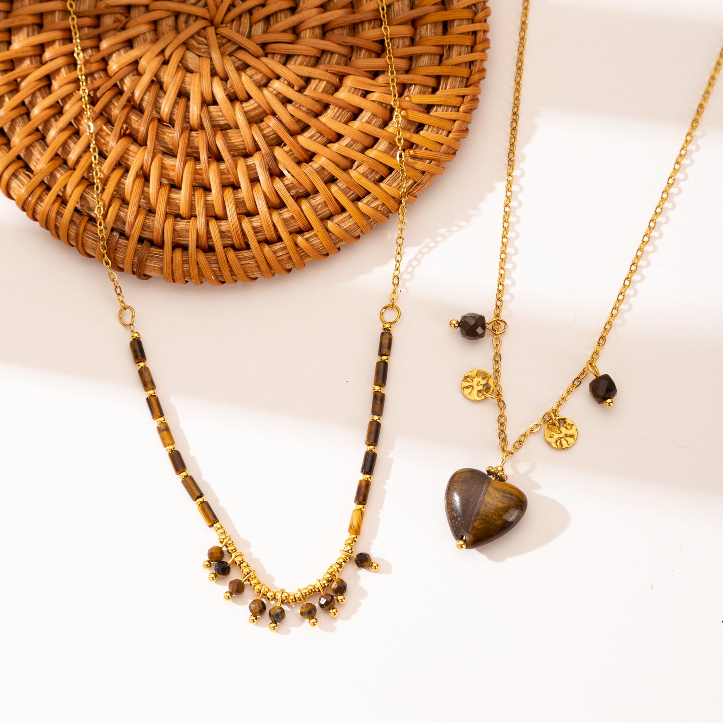 Heart Shape Necklace For Adults Featuring 304 Stainless Steel With 18K Real Gold Plated Beaded Chain And Beading Craft