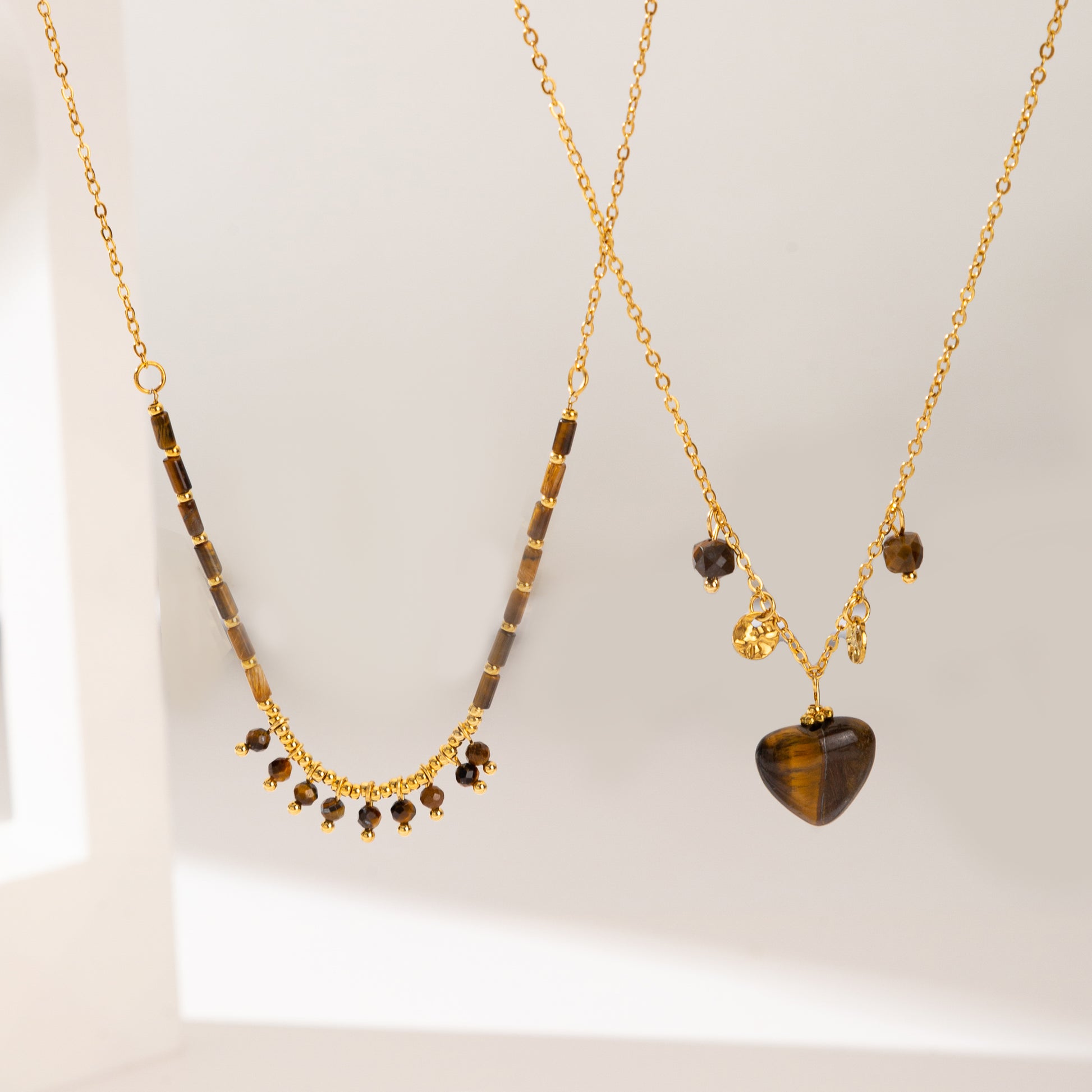 Heart Shape Necklace For Adults Featuring 304 Stainless Steel With 18K Real Gold Plated Beaded Chain And Beading Craft
