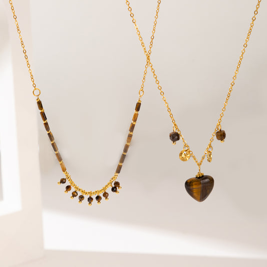 Heart Shape Necklace For Adults Featuring 304 Stainless Steel With 18K Real Gold Plated Beaded Chain And Beading Craft