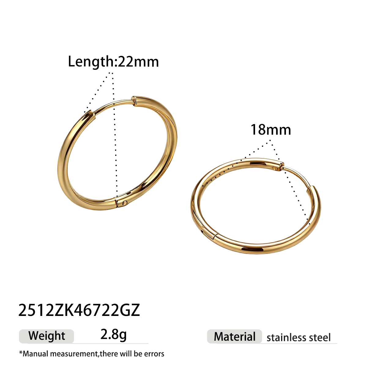 Geometric Earrings For Women Featuring Electroplated 304 Stainless Steel With 18K Real Gold Plated PVD Coating