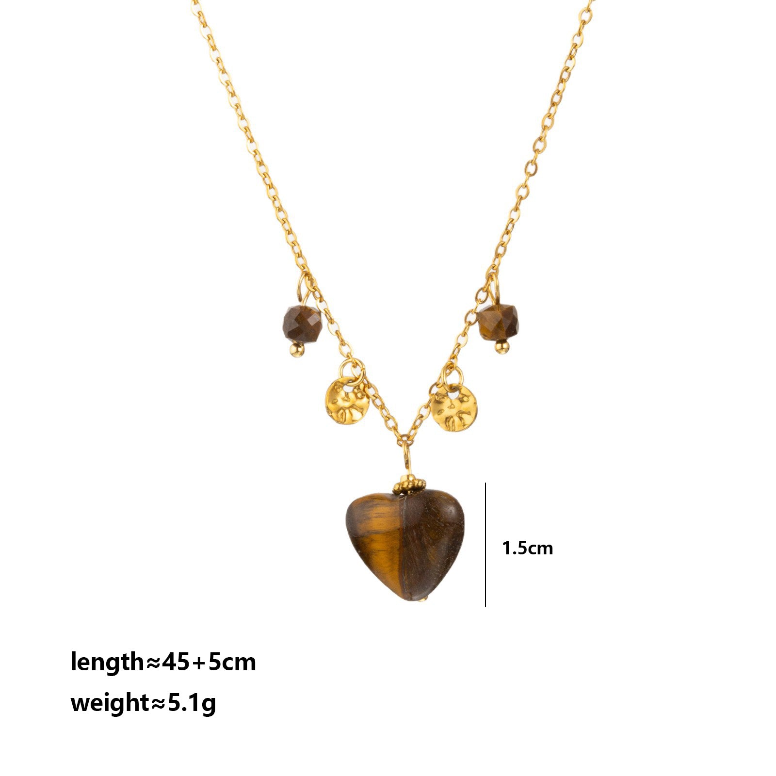 Heart Shape Necklace For Adults Featuring 304 Stainless Steel With 18K Real Gold Plated Beaded Chain And Beading Craft