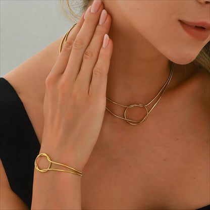 Geometric Twist Necklace For Women Featuring 201 Stainless Steel With Twisted Rope Chain