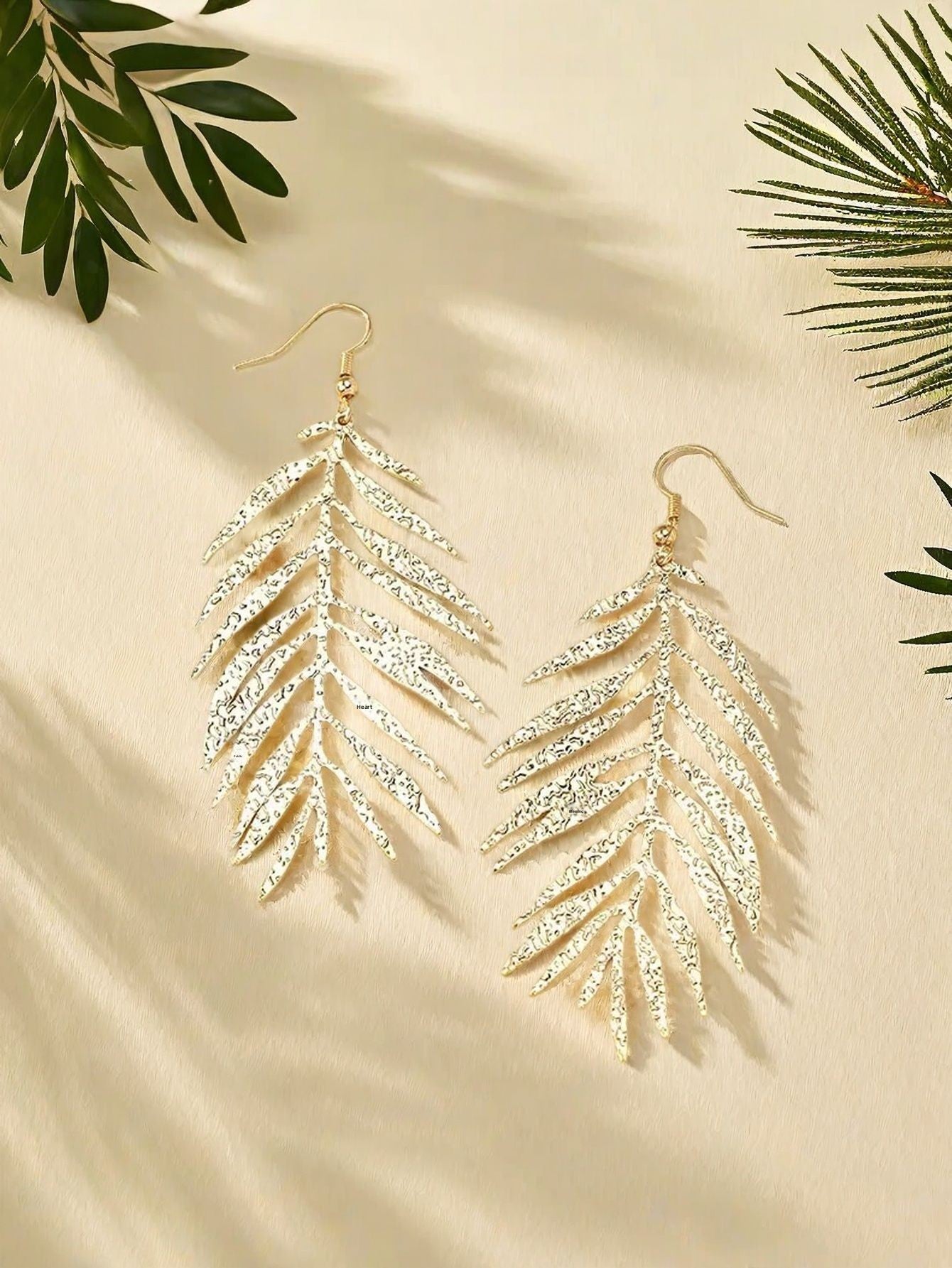 Golden Metal Leaves Drop Earrings For Elegant Style
