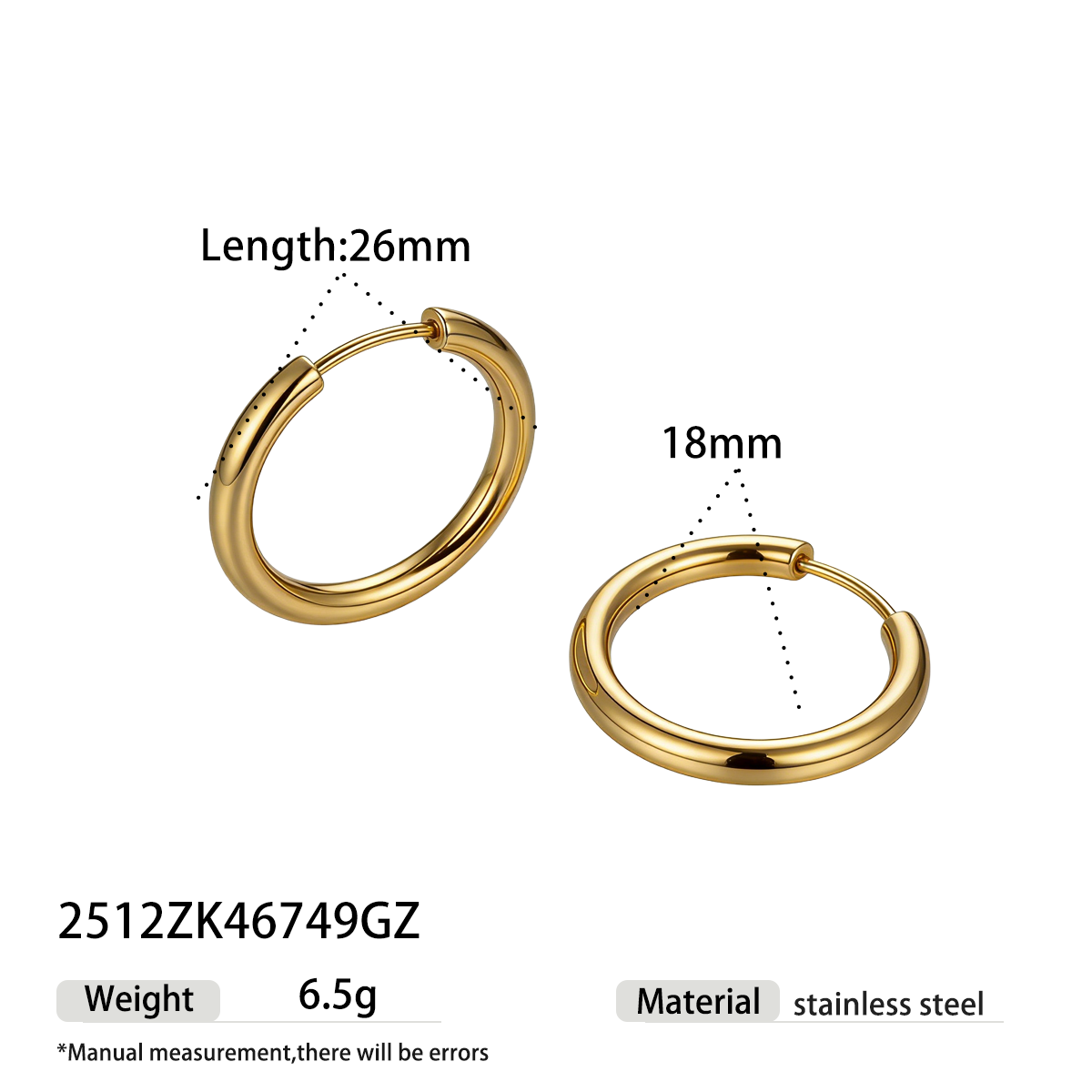 Geometric Earrings For Women Featuring Electroplated 304 Stainless Steel With 18K Real Gold PVD Coated Plating