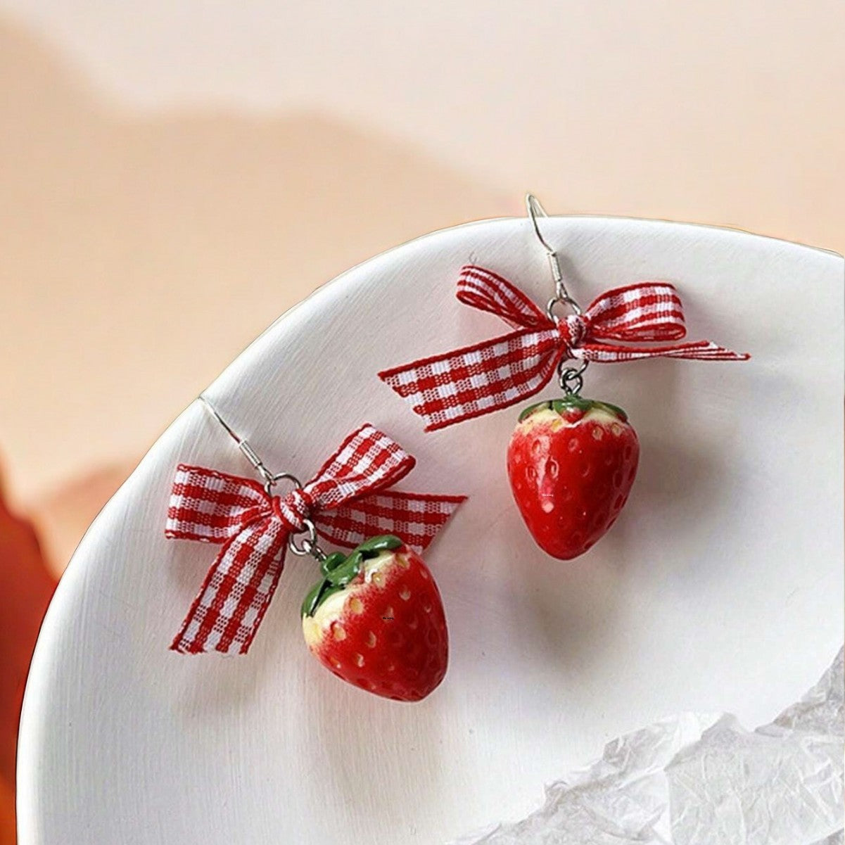 Cute Red Acrylic Strawberry Drop Earrings For Stylish Everyday Wear