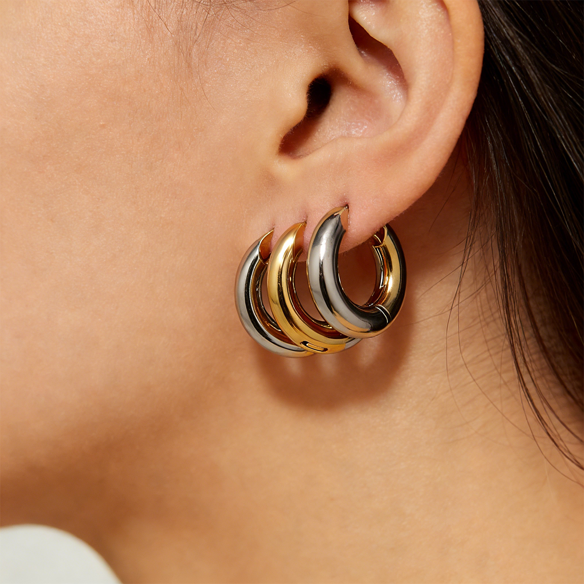 Geometric Earrings For Women Featuring Electroplated 304 Stainless Steel With 18K Real Gold Plated And PVD Coated Finish