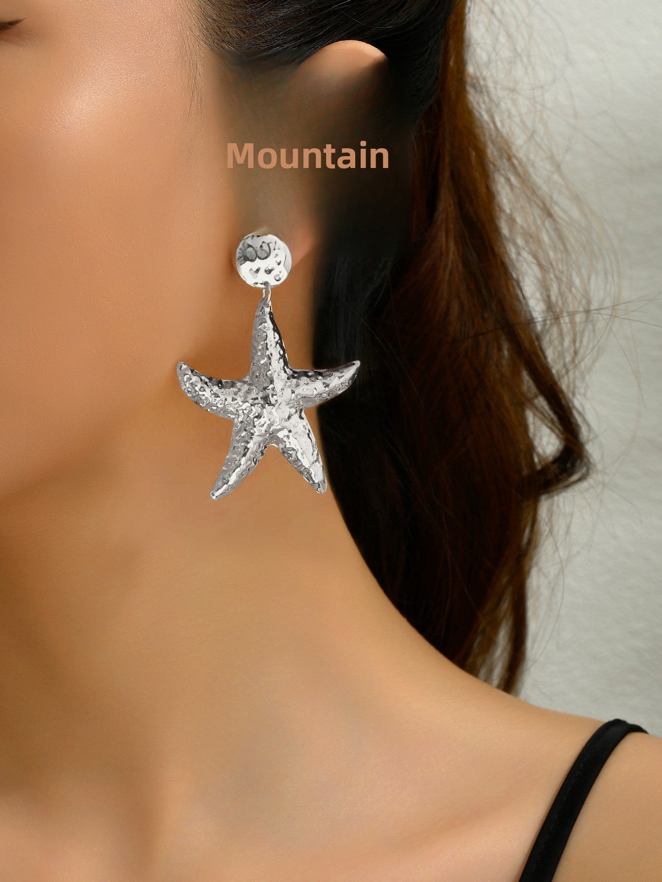 Starfish Drop Earrings For Women Featuring Hammered Golden Alloy Design