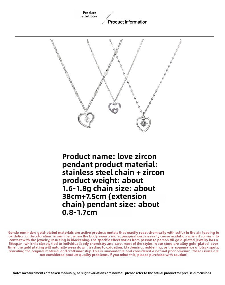 Heart Shape Pendant For Women In Simple Style, Made Of Copper With Golden Finish And Zircon Inlay