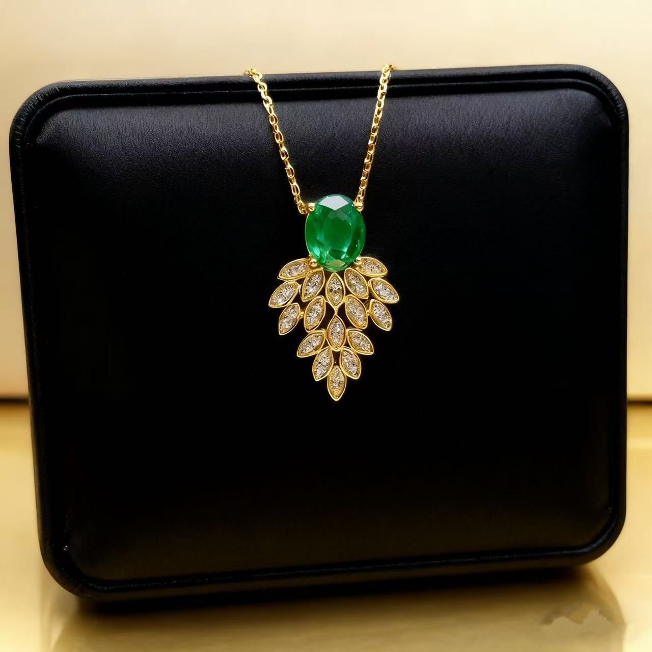 Leaves Necklace For Women Featuring PVD Coated Titanium Steel With Golden Cable Chain