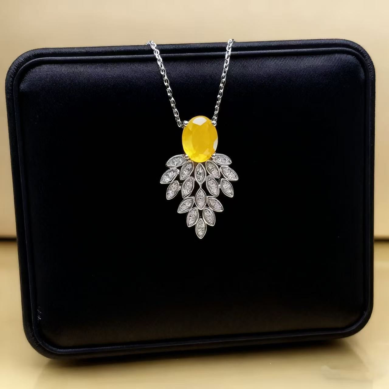 Leaves Necklace For Women Featuring PVD Coated Titanium Steel With Golden Cable Chain