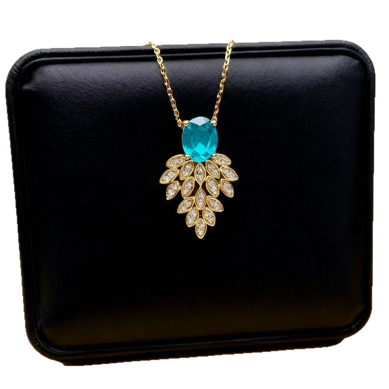 Leaves Necklace For Women Featuring PVD Coated Titanium Steel With Golden Cable Chain