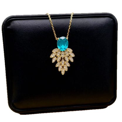 Leaves Necklace For Women Featuring PVD Coated Titanium Steel With Golden Cable Chain