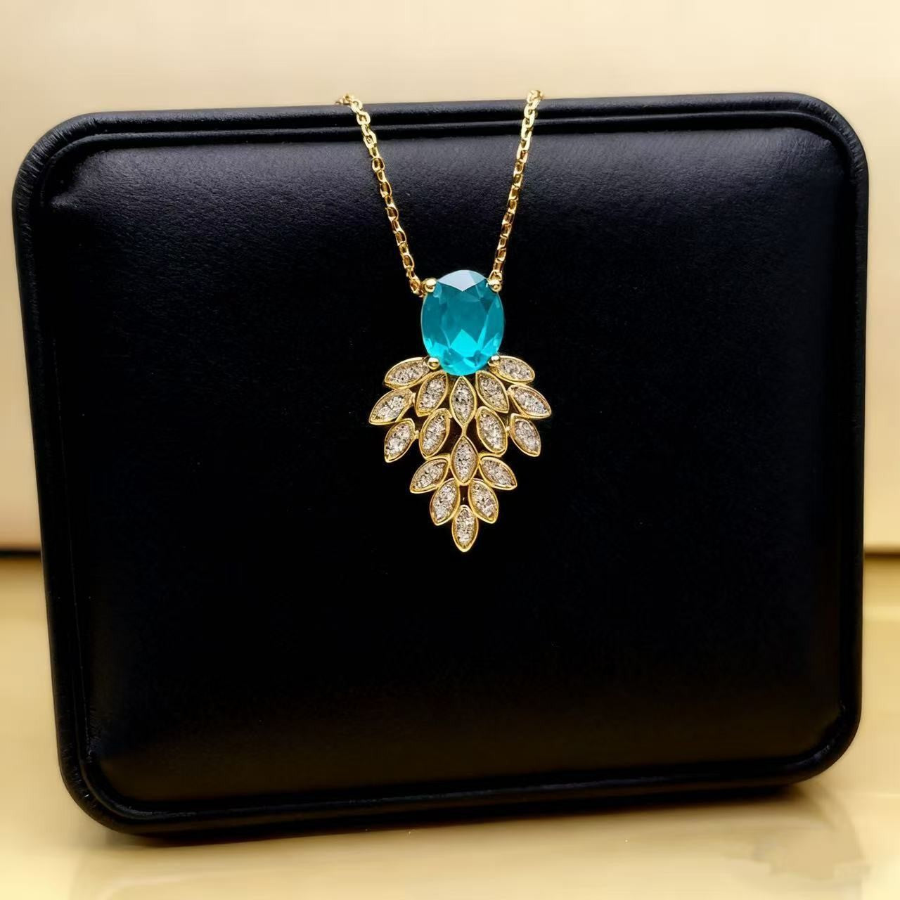 Leaves Necklace For Women Featuring PVD Coated Titanium Steel With Golden Cable Chain
