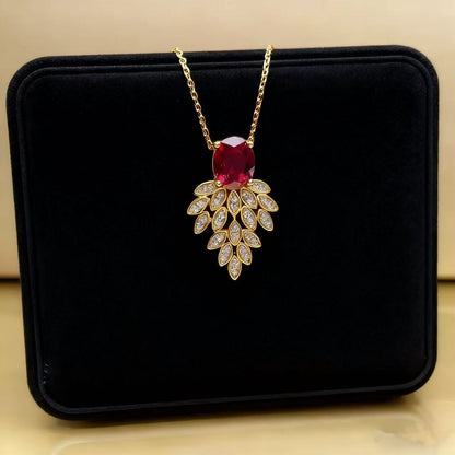Leaves Necklace For Women Featuring PVD Coated Titanium Steel With Golden Cable Chain