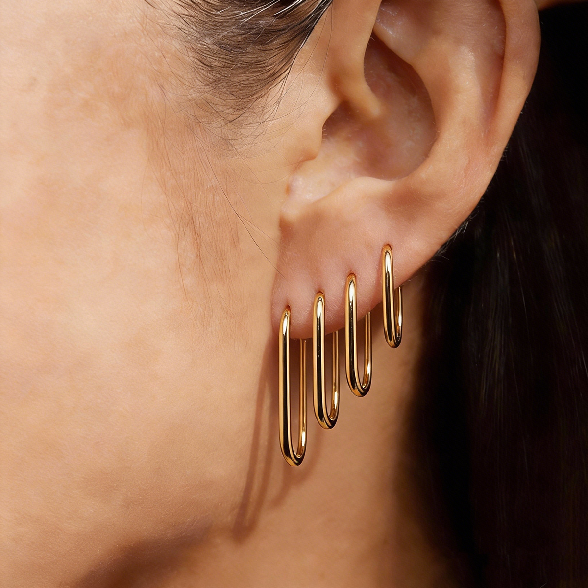 Geometric Earrings For Women Featuring Electroplated 304 Stainless Steel With 18K Real Gold Plated PVD Coating