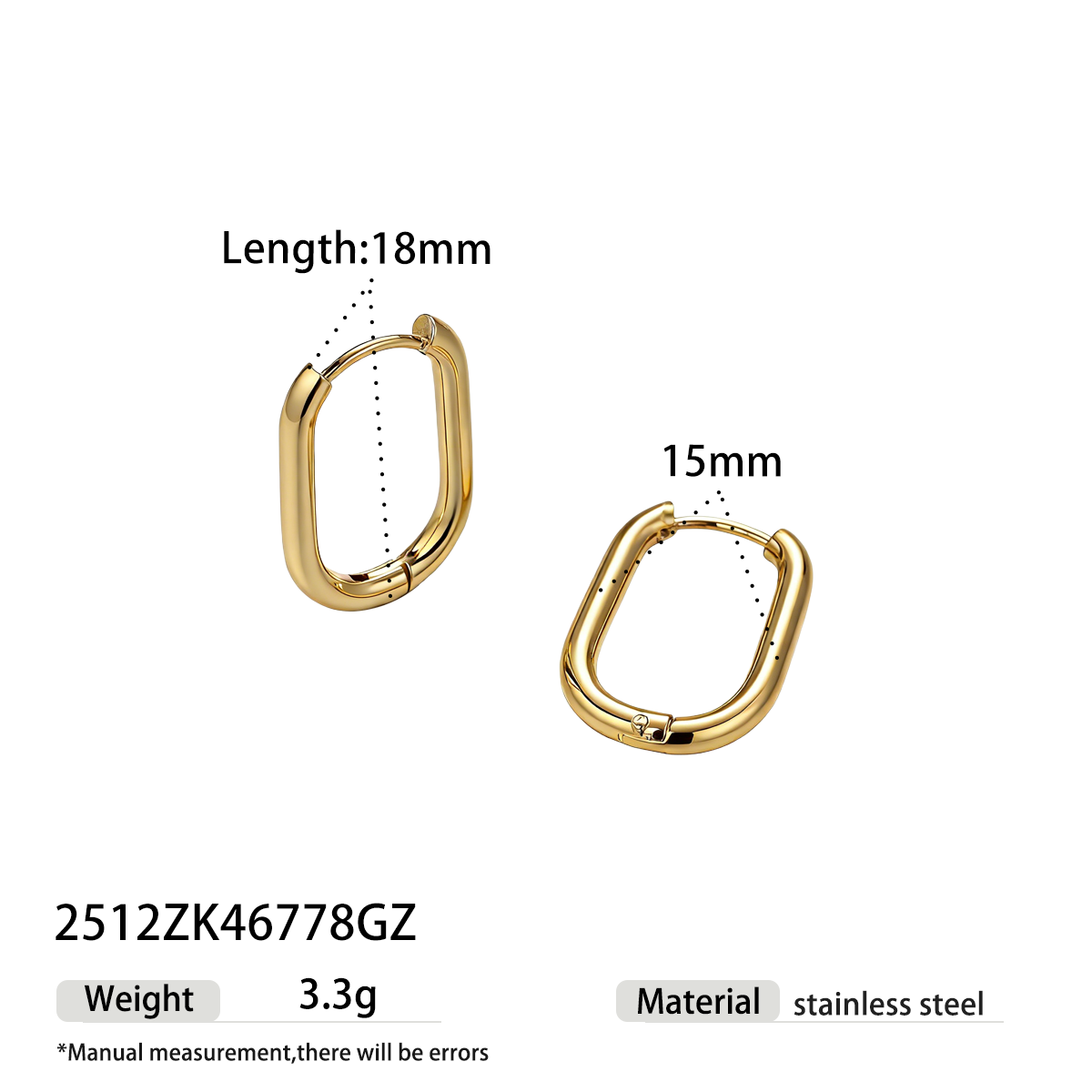 Geometric Earrings For Women Featuring Electroplated 304 Stainless Steel With 18K Real Gold Plated PVD Coating