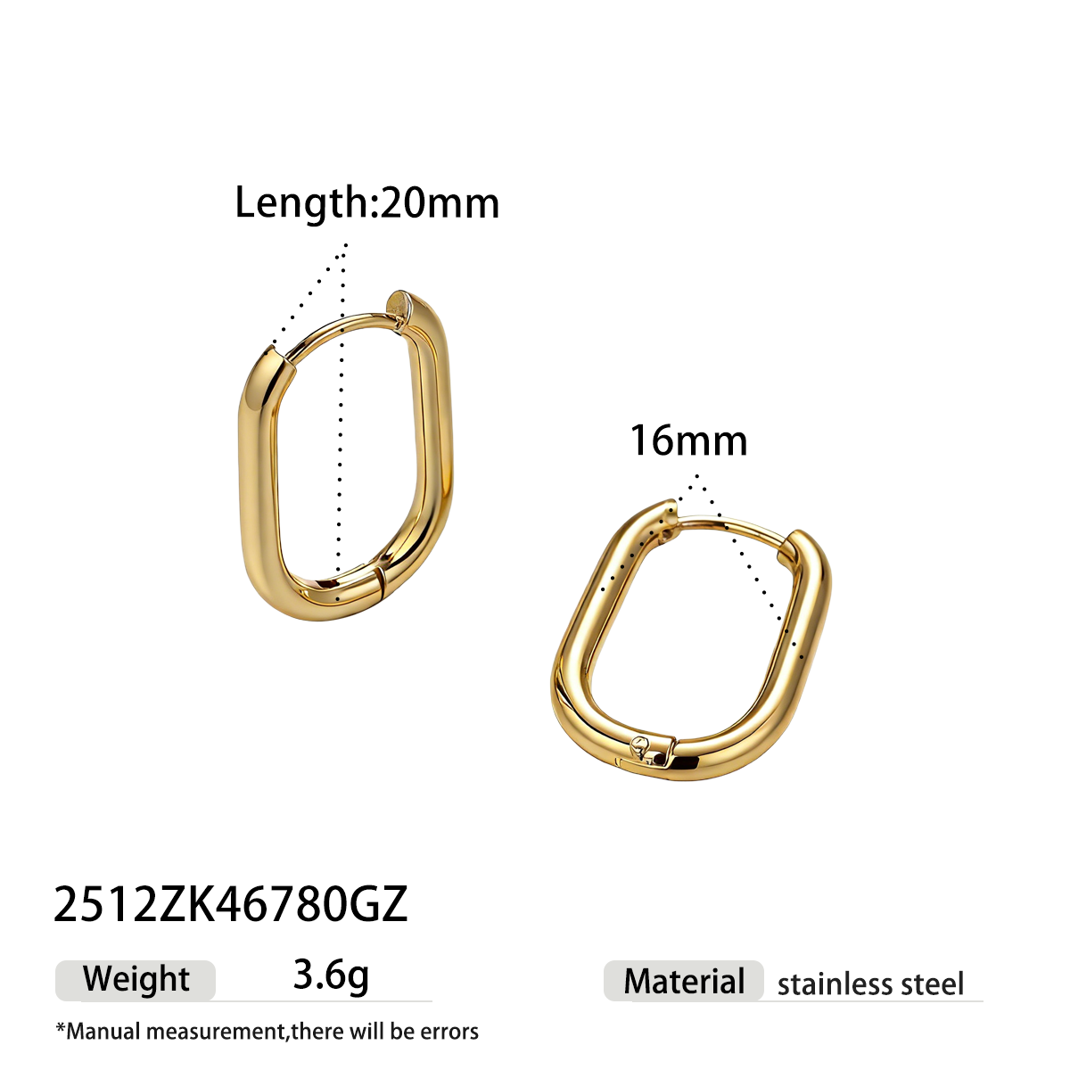 Geometric Earrings For Women Featuring Electroplated 304 Stainless Steel With 18K Real Gold Plated PVD Coating
