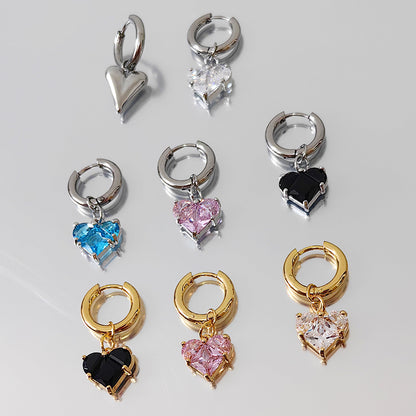 Heart Shape For Earrings In Steel Color 304 Stainless Steel With PVD Coated Finish