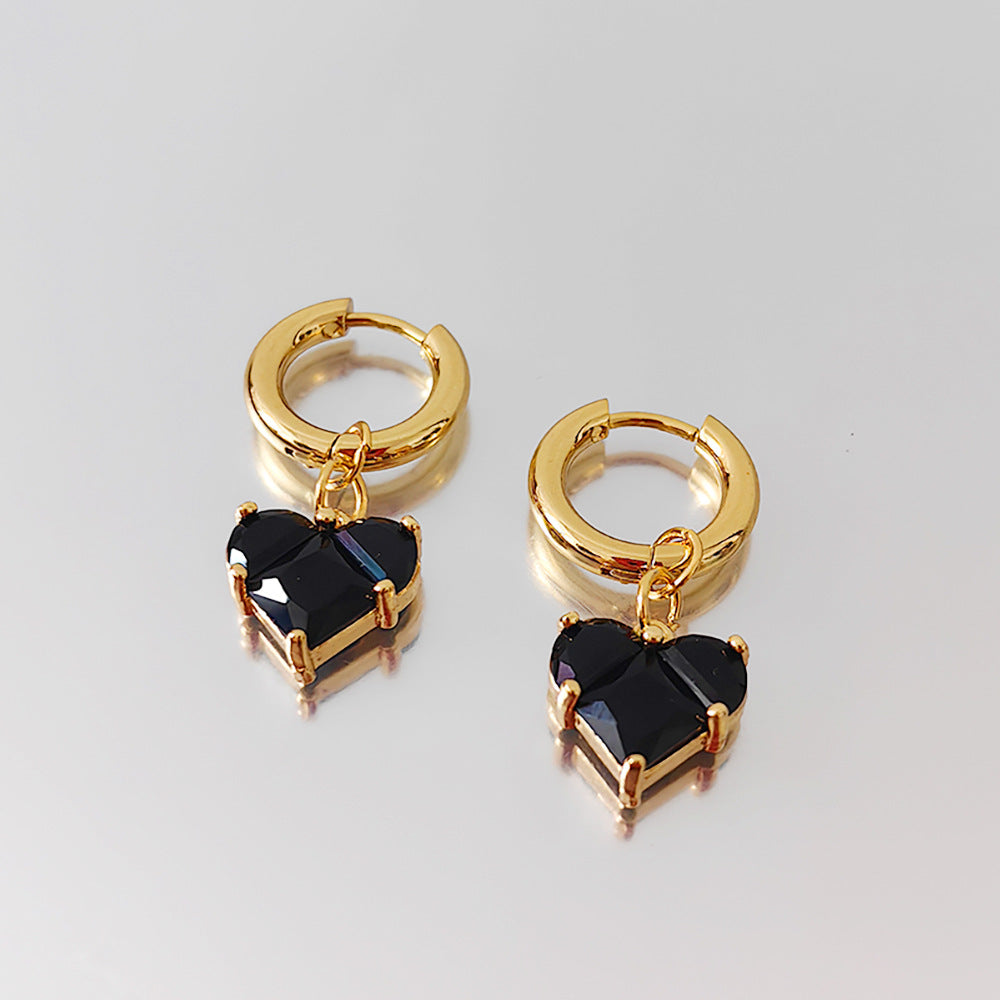 Heart Shape For Earrings In Steel Color 304 Stainless Steel With PVD Coated Finish