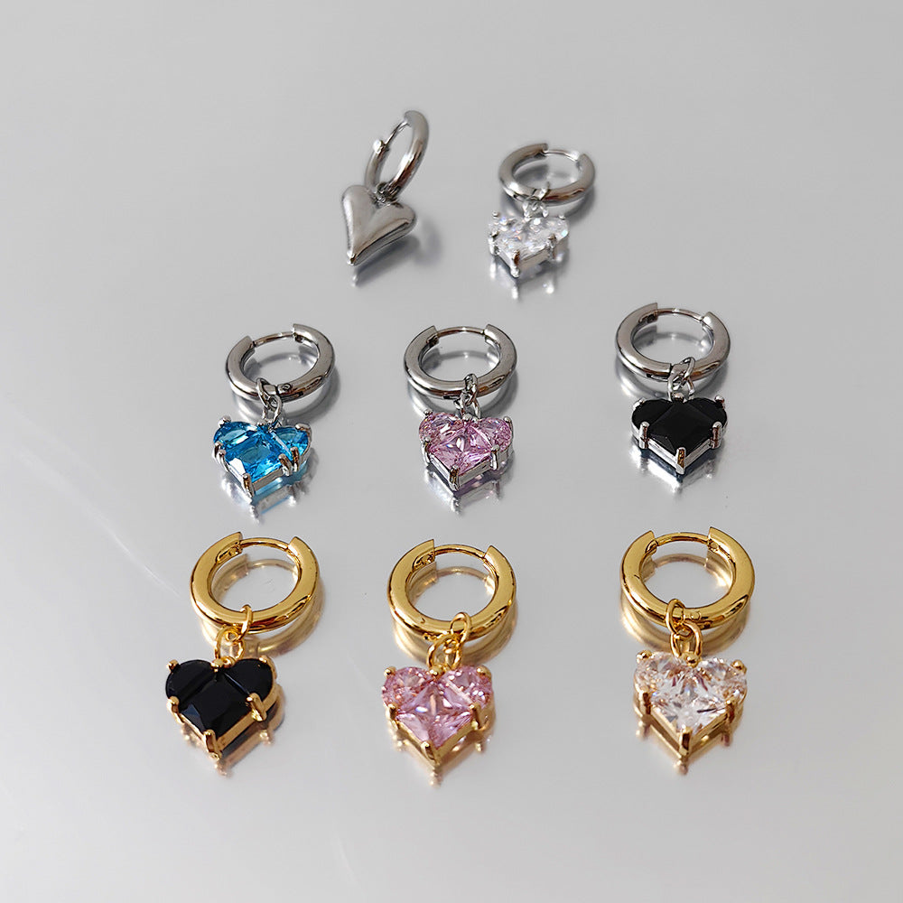 Heart Shape For Earrings In Steel Color 304 Stainless Steel With PVD Coated Finish