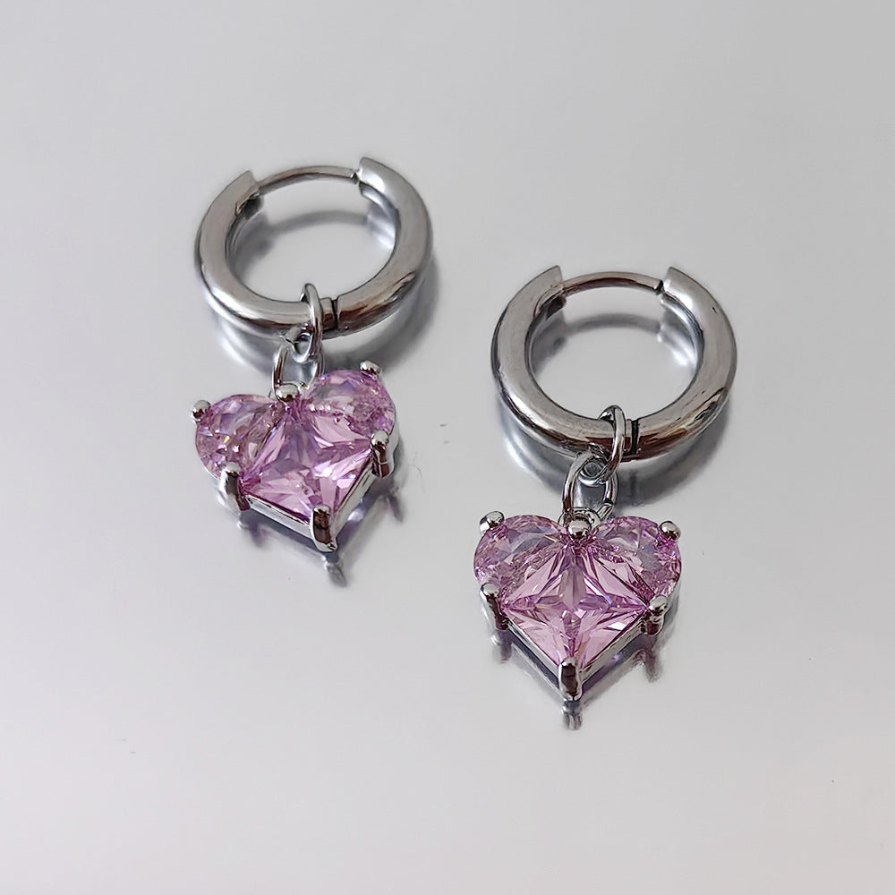 Heart Shape For Earrings In Steel Color 304 Stainless Steel With PVD Coated Finish