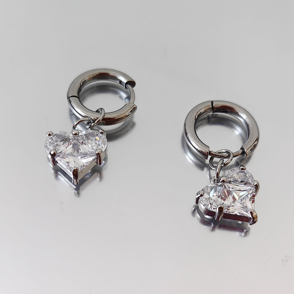Heart Shape For Earrings In Steel Color 304 Stainless Steel With PVD Coated Finish