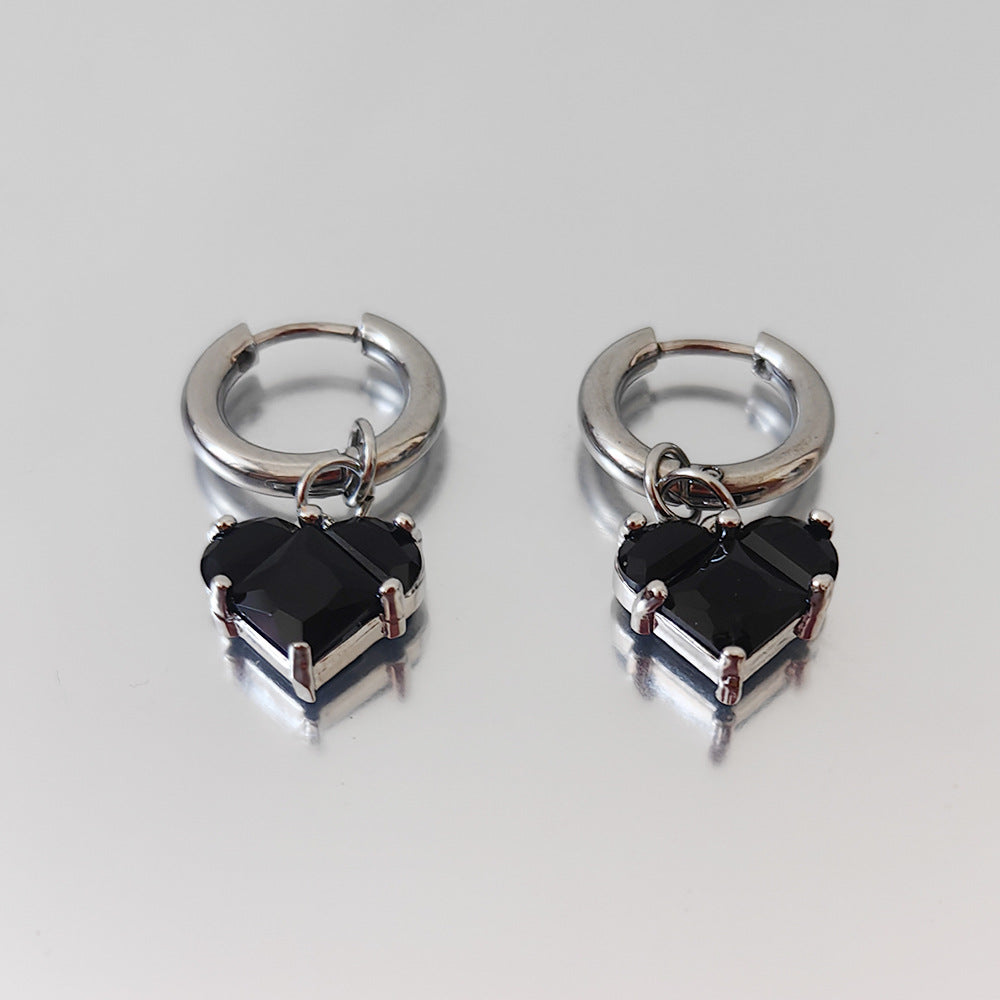 Heart Shape For Earrings In Steel Color 304 Stainless Steel With PVD Coated Finish