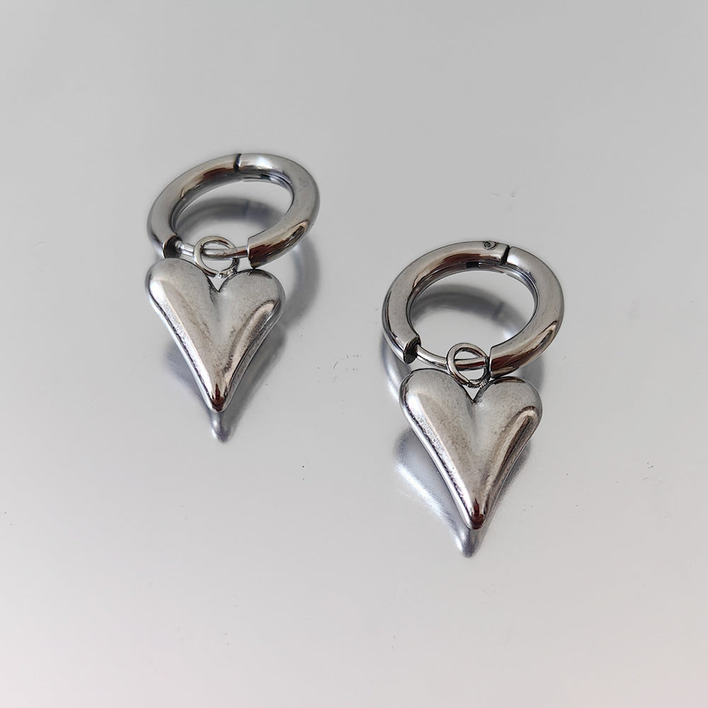 Heart Shape For Earrings In Steel Color 304 Stainless Steel With PVD Coated Finish