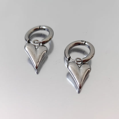 Heart Shape For Earrings In Steel Color 304 Stainless Steel With PVD Coated Finish