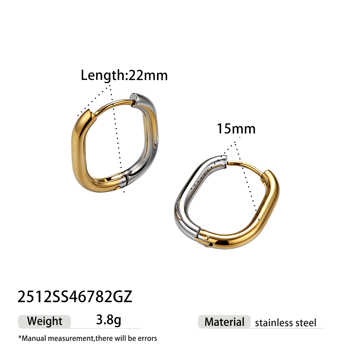 Geometric Earrings For Women Featuring Electroplated 304 Stainless Steel With 18K Real Gold Plated PVD Coating