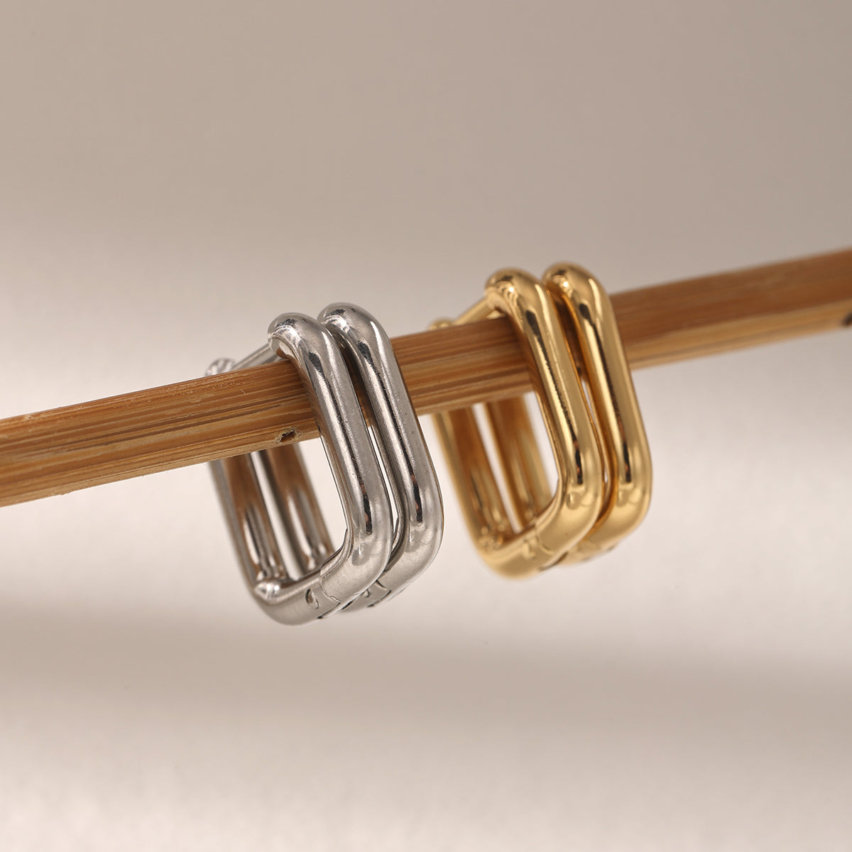 Geometric Earrings For Women Featuring Electroplated 304 Stainless Steel With 18K Real Gold Plated PVD Coating
