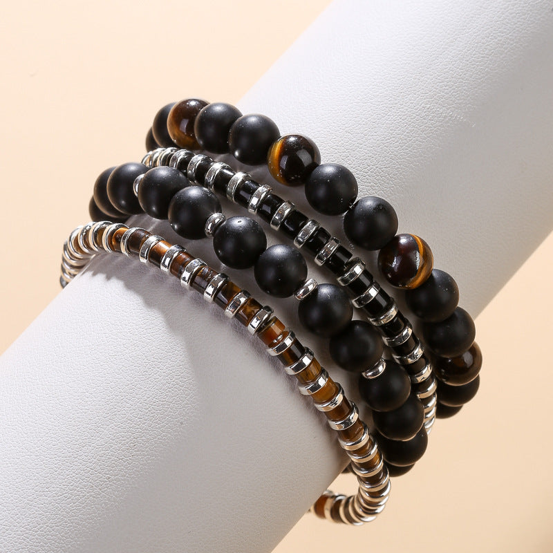 Men's Bracelets In Black And Green Tiger Eye, Stylish Jewelry Accessory