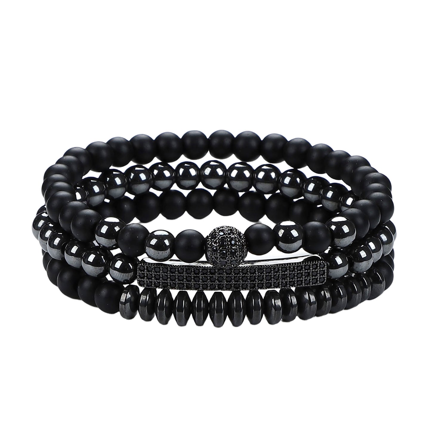 Men's Hip-Hop Cross Bracelet In Black Featuring Durable 304 Stainless Steel