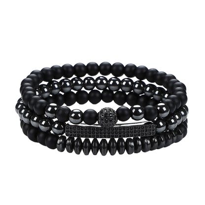 Men's Hip-Hop Cross Bracelet In Black Featuring Durable 304 Stainless Steel