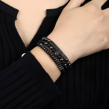 Men's Hip-Hop Cross Bracelet In Black Featuring Durable 304 Stainless Steel