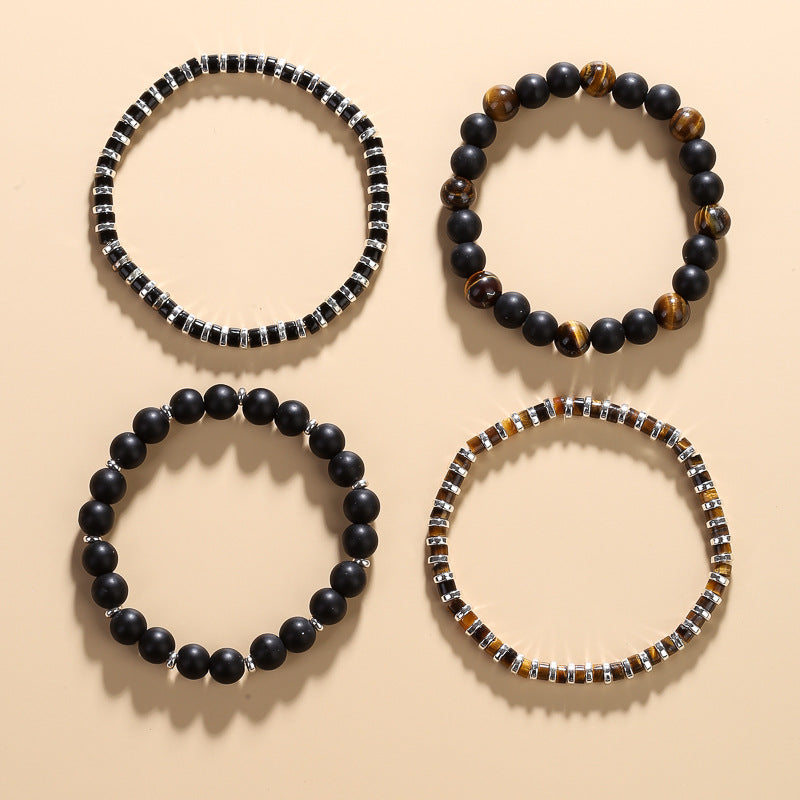 Men's Bracelets In Black And Green Tiger Eye, Stylish Jewelry Accessory